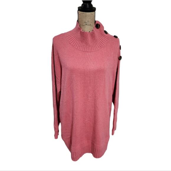 Anthropologie Margarita Sweater Pink Mock TurtleNeck Large Womens Long Sleeve - Picture 2 of 10